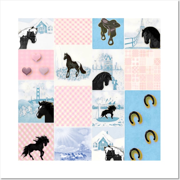 Horse Lovers Patchwork Pattern Wall Art by KC Morcom aka KCM Gems n Bling aka KCM Inspirations